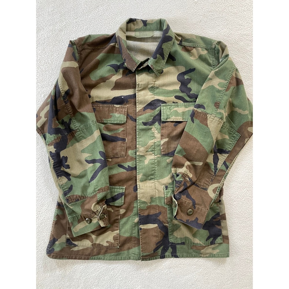 Military Mens Combat Coat Medium Regular Green Woodland Camouflage Field Jacket